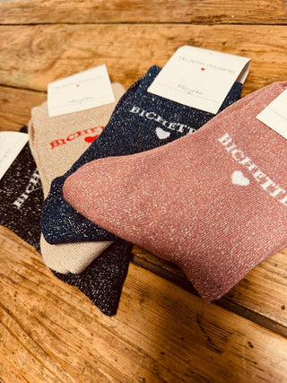 Chaussettes Pailletées STC Jolie Bichette - 2 Paires Dépareillées - Taille Unique 36-42 - Coton