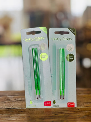 Set de 3 Recharges pour Stylo à Encre Gel Effaçable • Encre verte • Erasable Pen • Legami