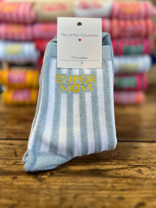 Chaussettes Super Mom 👩‍🍼Bleu