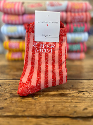 Chaussettes Super Mom 👩‍🍼 Rouge