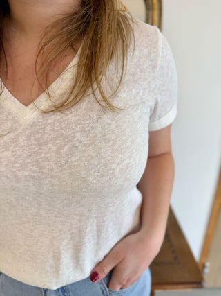 T-shirt pailletté Margaux • Ecru