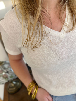 T-shirt pailletté Margaux • Ecru