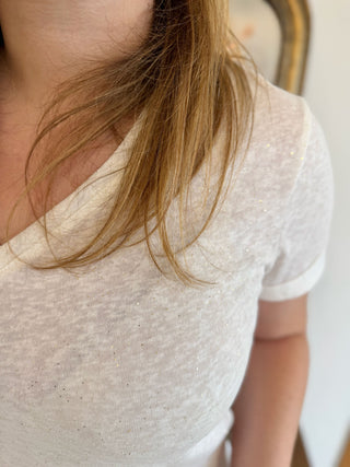 T-shirt pailletté Margaux • Ecru