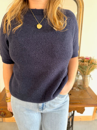 Pull manches courtes Louise • Marine