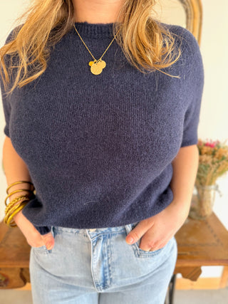 Pull manches courtes Louise • Marine