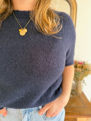 Pull manches courtes Louise • Marine