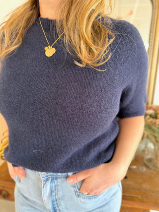 Pull manches courtes Louise • Marine