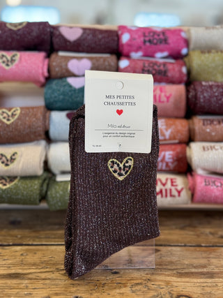 Chaussettes ❤️ Léopard • chocolat