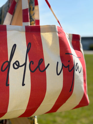 ToteBag "Dolce Vita" • Rouge & Ecru