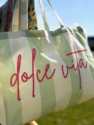 ToteBag "Dolce Vita" • Vert & Ecru