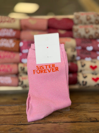 Chaussettes "Sister Forever" pailletées • Rose