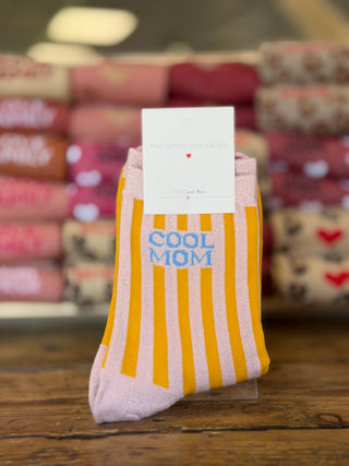 Chaussettes "Cool Mom" pailletées • Rose pâle