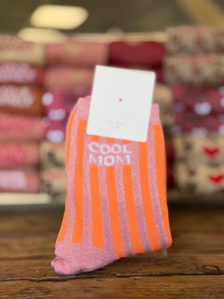 Chaussettes "Cool Mom" pailletées • Vieux Rose