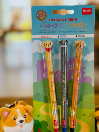 Set de 3 Stylos à Encre Gel Effaçable Chien • Legami