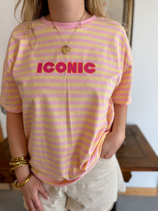 T-Shirt Iconic • Rayé Rose & Jaune