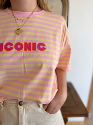 T-Shirt Iconic • Rayé Rose & Jaune