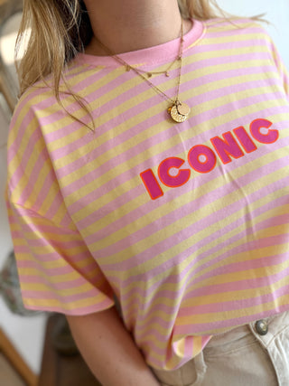 T-Shirt Iconic • Rayé Rose & Jaune