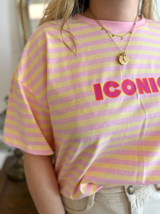 T-Shirt Iconic • Rayé Rose & Jaune