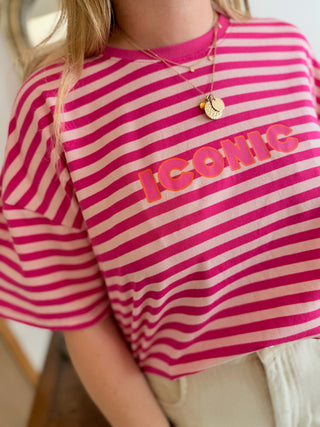 T-Shirt Iconic • Rayé Rose & Fuschia