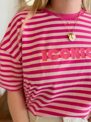 T-Shirt Iconic • Rayé Rose & Fuschia