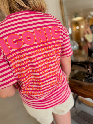 T-Shirt Iconic • Rayé Rose & Fuschia