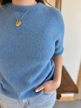 Pull manches courtes Louise • Bleu Jean