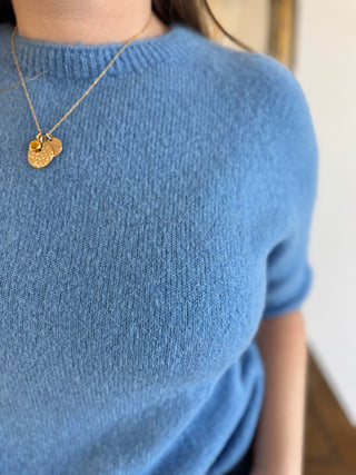 Pull manches courtes Louise • Bleu Jean