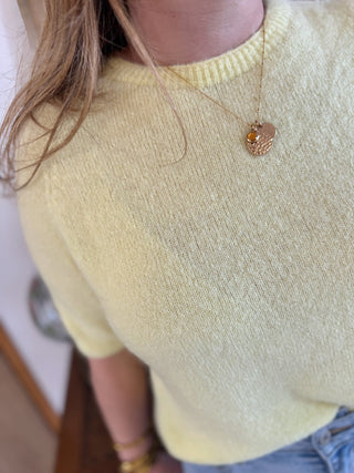 Pull manches courtes Louise • Jaune Pâle