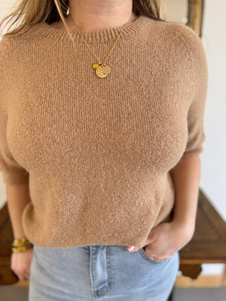 Pull manches courtes Louise • Camel