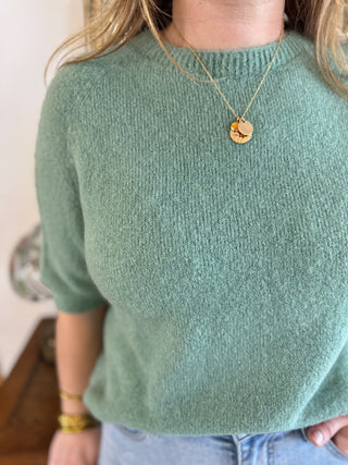 Pull manches courtes Louise • Vert d'eau