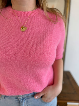 Pull manches courtes Louise • Rose Bonbon
