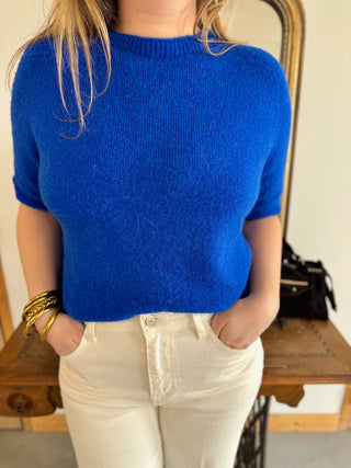 Pull manches courtes Louise • Bleu Roi