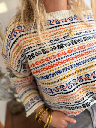 Pull Chill • Ecru à motifs