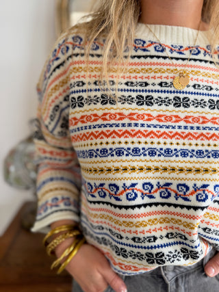 Pull Chill • Ecru à motifs