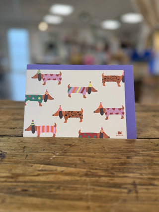 Carte "Anniversaire" - Teckel Birthday  (avec enveloppe)