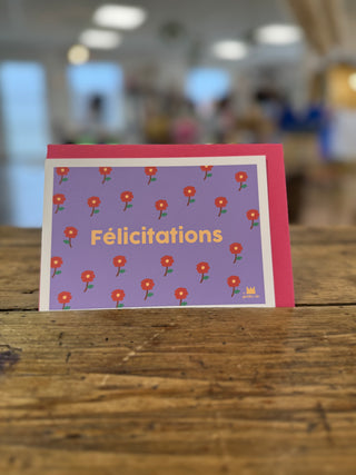 Carte "Félicitations" : Félicitations fleurs (avec enveloppe)