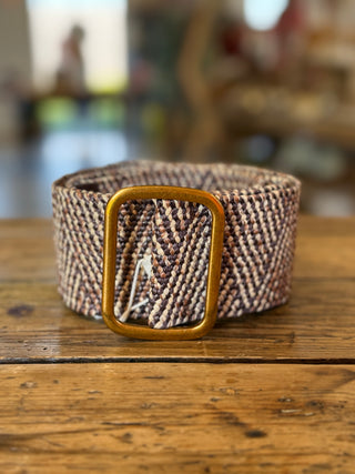 Ceinture large • Chocolat et Ecru