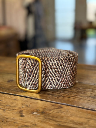 Ceinture large • Chocolat et Ecru
