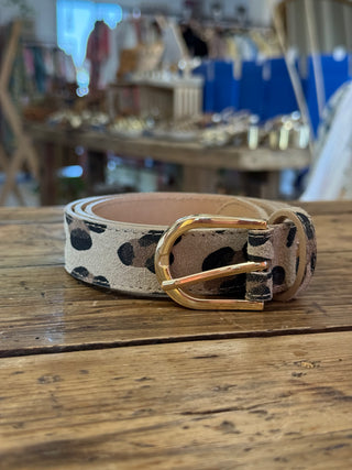 Leopardengürtel beige