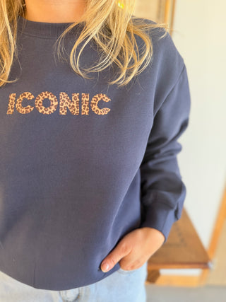Sweat Iconic • Léopard Marine
