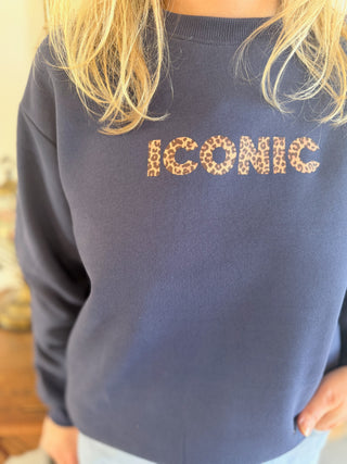 Sweat Iconic • Léopard Marine