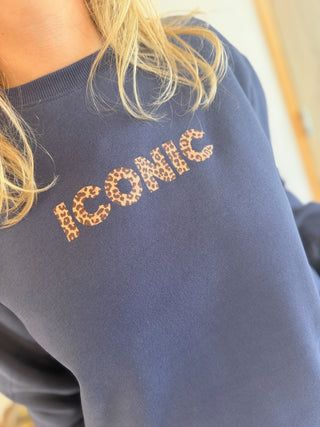 Sweat Iconic • Léopard Marine