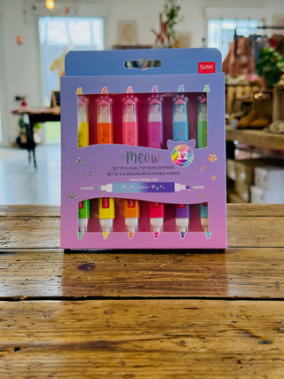 Set de 6 surligneurs à double pointe Kitty • Meow • Legami