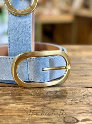 Ceinture Liana • Bleu ciel (aspect daim)