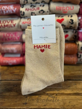 Chaussette ❤️ Mamie • Beige & Rouge