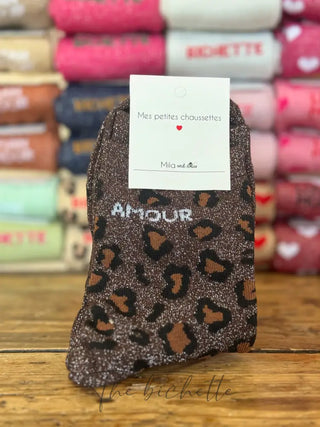 Chaussettes Amour ❤️ Léopard Marron
