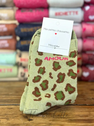 Chaussettes Amour ❤️ Léopard Vert