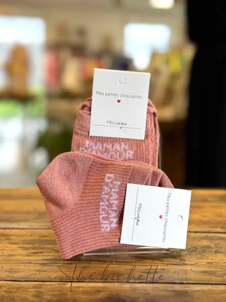 Chaussettes courtes Maman d’amour 👩🏼 • Saumon