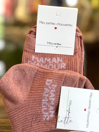 Chaussettes courtes Maman d’amour 👩🏼 • Saumon
