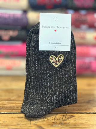 Chaussettes ❤️ Léopard • Noir